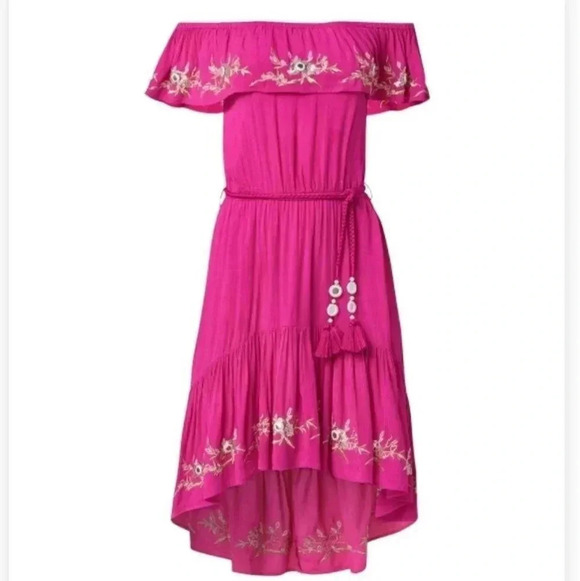 {Venus} Hot Pink Embroidered High-Low Dress Size 12 - Picture 3 of 10